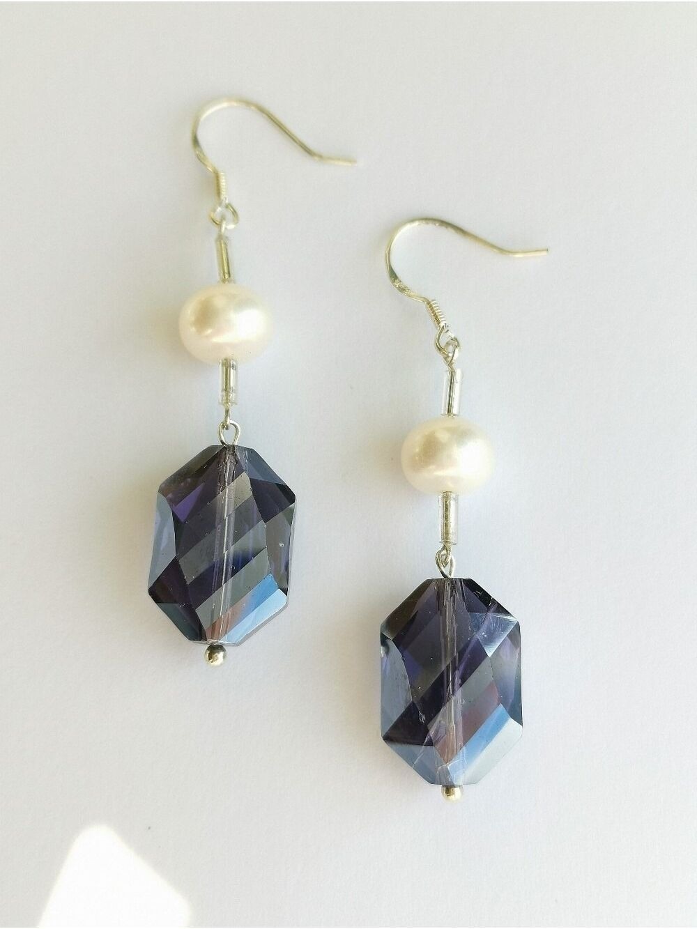 Purple  Swarovski Crystal Freshwater Pearl Earrings NWT